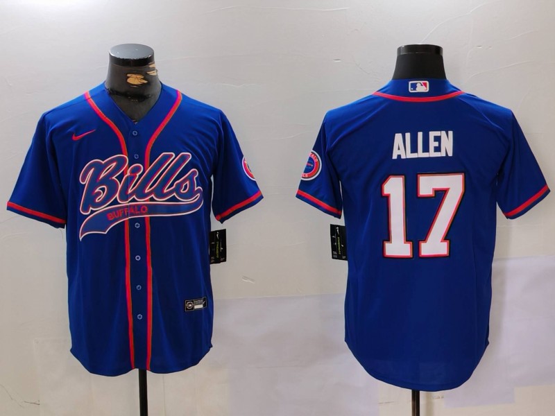 Men Buffalo Bills 17 Allen Blue Joint Name 2024 Nike Limited NFL Jersey style 9104